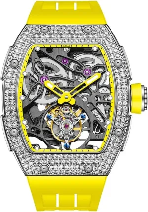 Luxury Tonneau Diamond Case Skeleton Automatic Mechanical Watch Sapphire Waterproof ambience eternal poll Luminous Self Wind Mens Watch 1901-1S Haofa Tourbillon Watch 