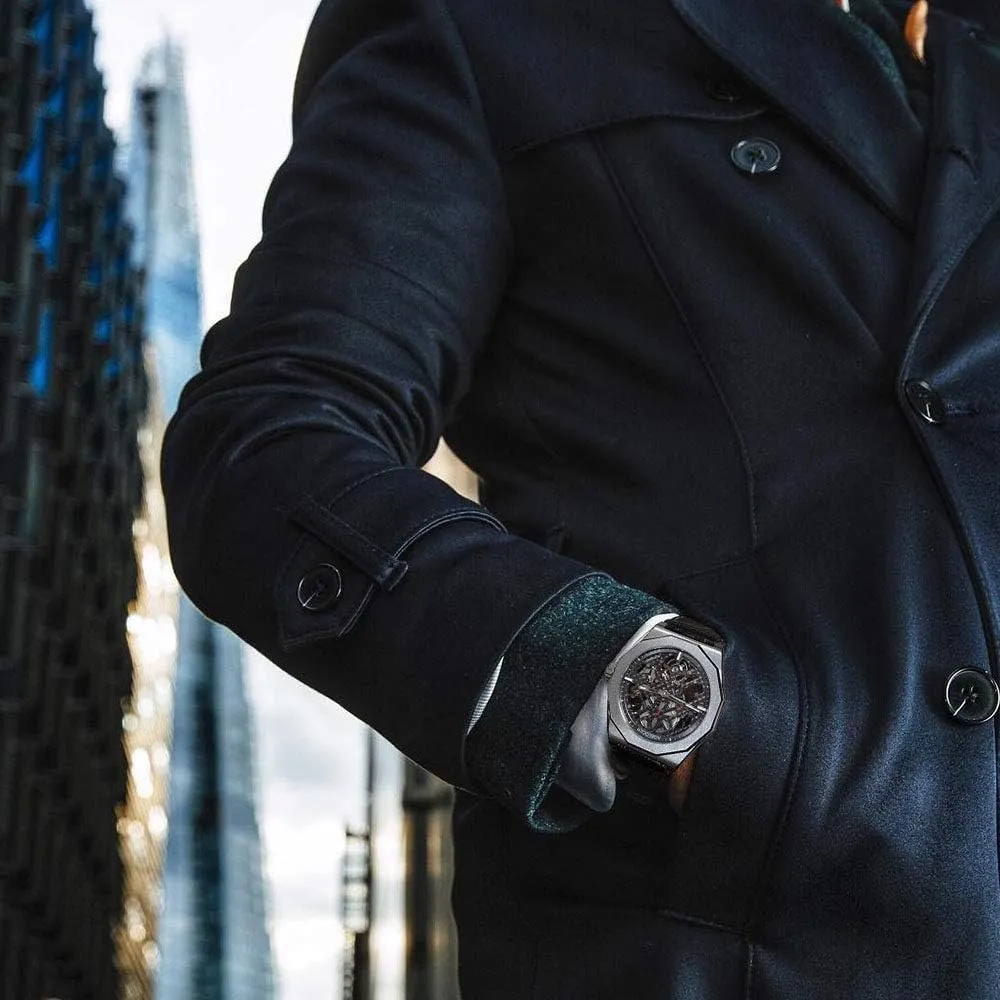 Luxury Watch AGELOCER Men's wave monster Top Brand Black Skeleton Mechanical Automatic Luminous Fashion 