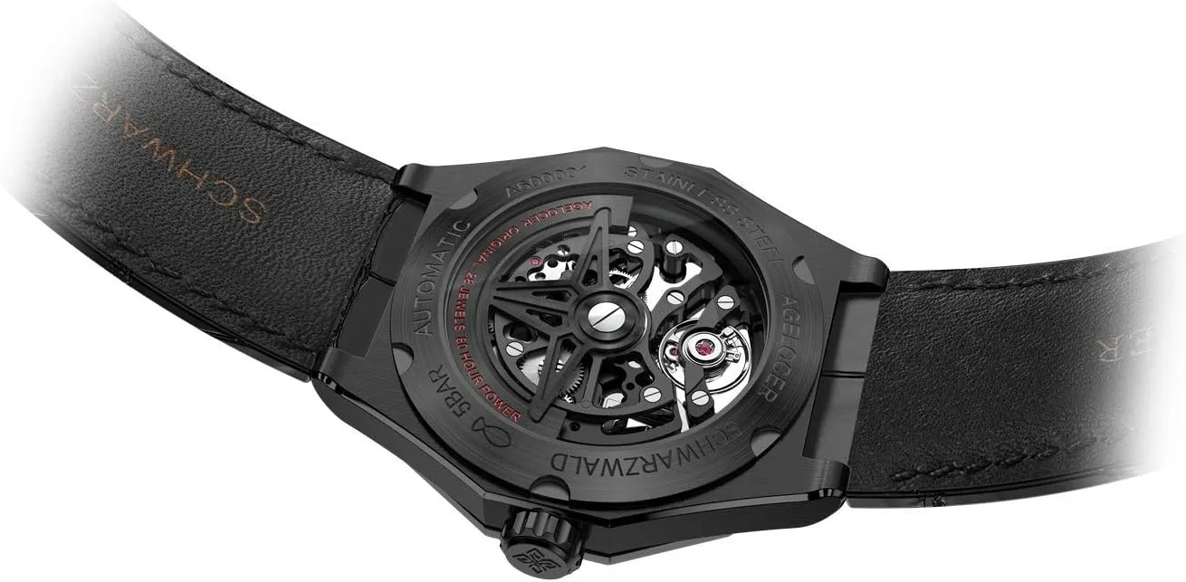 Luxury Watch AGELOCER Men's wave monster Top Brand Black Skeleton Mechanical Automatic Luminous Fashion 