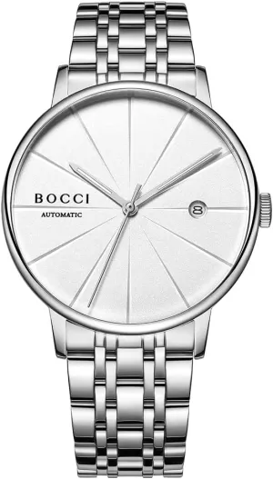 Luxury Wristwatch for Men BOCCI Authentic Men's Automatic wick Mechanical Watch with Luminous Hands, Waterproof 