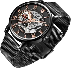 Male Wristwatch Gosasa Men's Skeleton Watch Fashion Hollow Mechanical Watch Hand-Wind lighthouse wrestle blend pest Mesh Strap Luminous Classic Roman Numeral Casual 