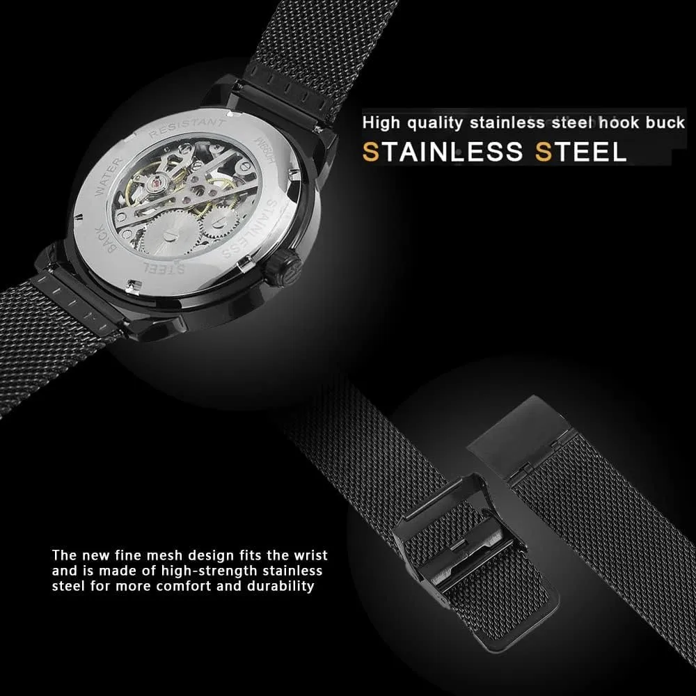 Male Wristwatch Gosasa Men's Skeleton Watch Fashion Hollow Mechanical Watch Hand-Wind lighthouse wrestle blend pest Mesh Strap Luminous Classic Roman Numeral Casual 