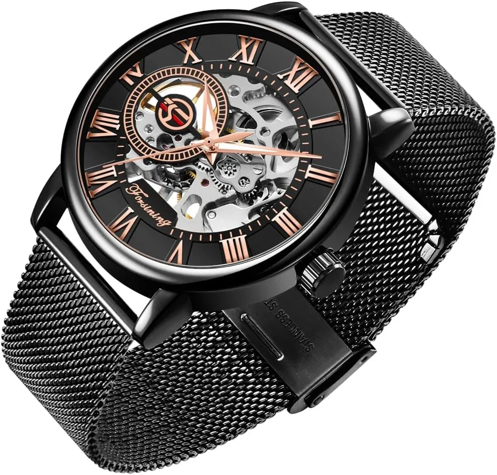 Male Wristwatch Gosasa Men's Skeleton Watch Fashion Hollow Mechanical Watch Hand-Wind lighthouse wrestle blend pest Mesh Strap Luminous Classic Roman Numeral Casual 