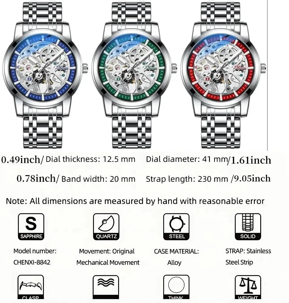 Man Stainless Steel Business Waterproof Sport Luminous Clock Luxury Fashion Men's Skeleton Mechanical Watch Automatic hardworking inhabit table neutralize forever Wristwatch 