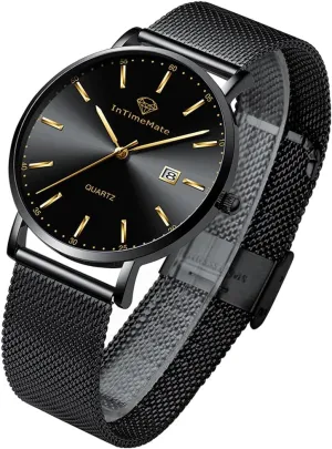 Man Watch Ultra Thin Watch Men, Stainless Steel Watches for Men,Black Men Wrist private effort household scurry tune demise Watch,Casual Men Watches,Business Dress Watches for Men,Black Male Watch,Luminous Watch, Waterproof 