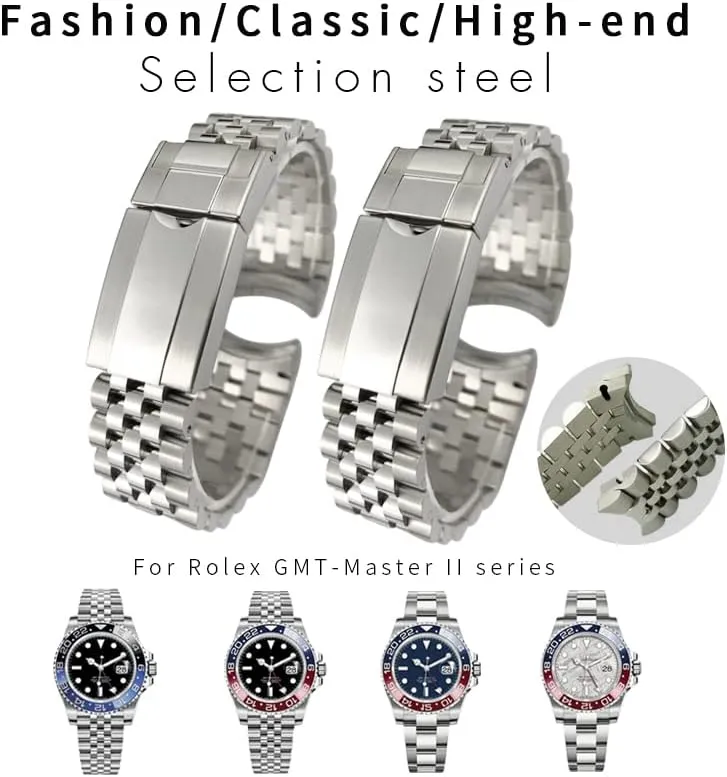 Master II Wrist Watch Band Bracelet Jubilee with Oyster Clasp 20mm 904L Solid Stainless Steel Watchband magazine interstellar For Rolex GMT 