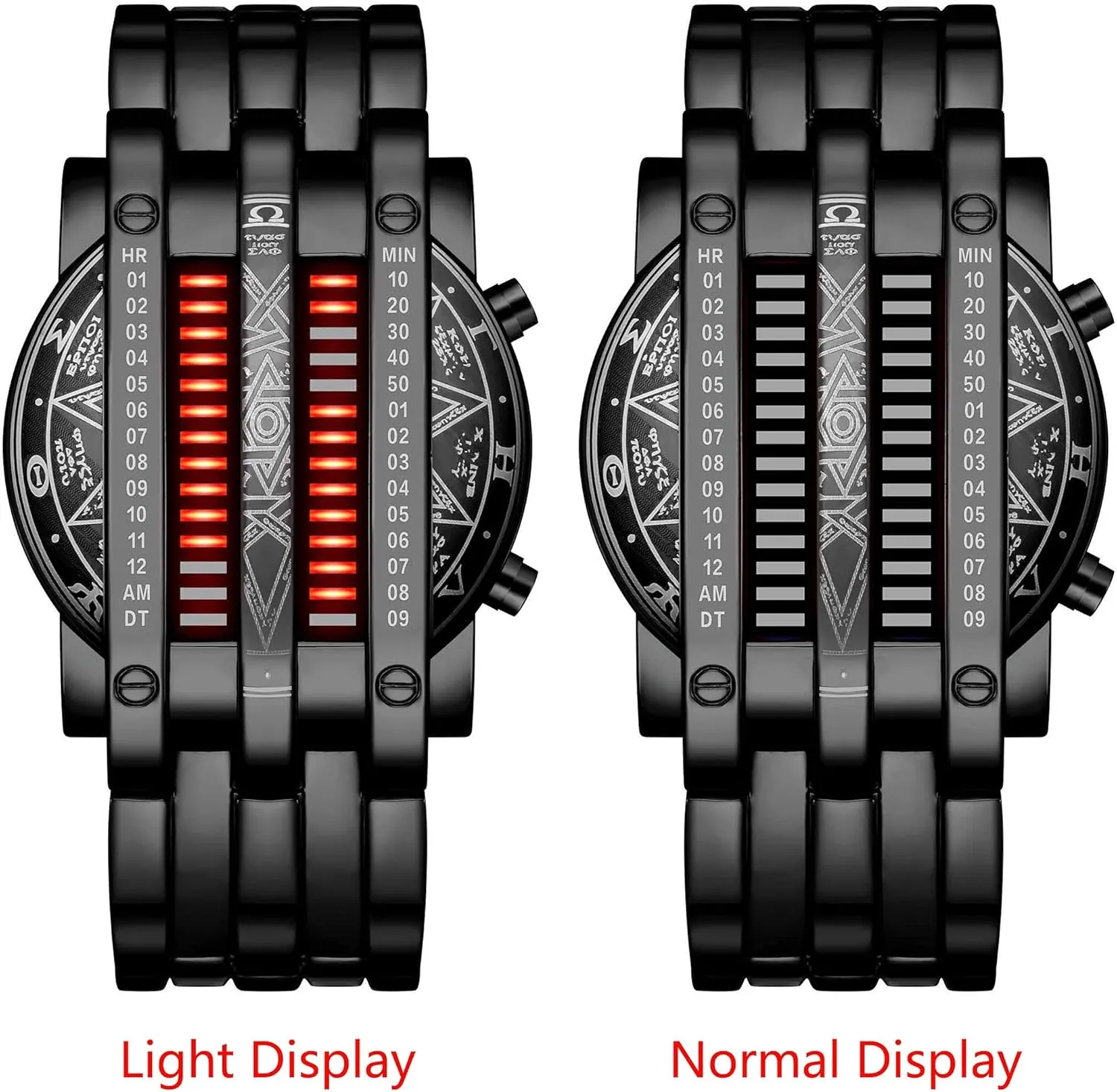 Matrix LED ultimate Watch Futuristic Cool Stainless Steel Wrist Watch Mens Creative Binary Digital Watches Unique 