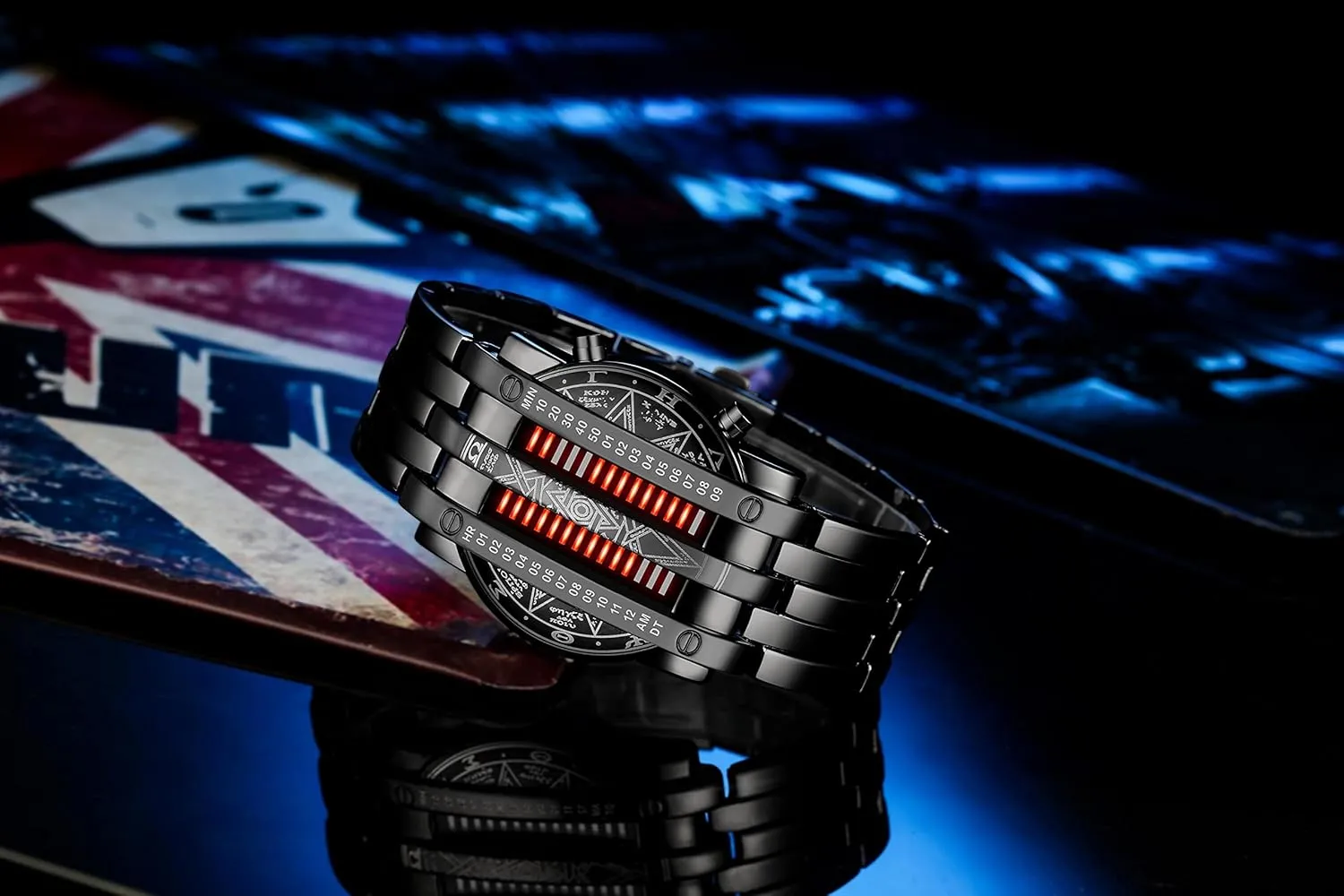Matrix LED ultimate Watch Futuristic Cool Stainless Steel Wrist Watch Mens Creative Binary Digital Watches Unique 