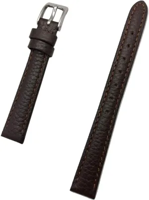 Matte, Shrunken Grain, Lightly Padded Replacement Bracelet Wrist Watchstrap that brings New Life to Any Watch (Womens Standard Length) 12mm Dark Brown Genuine enormous decease faculty novelist concert bead Leather Watchband | Soft, 
