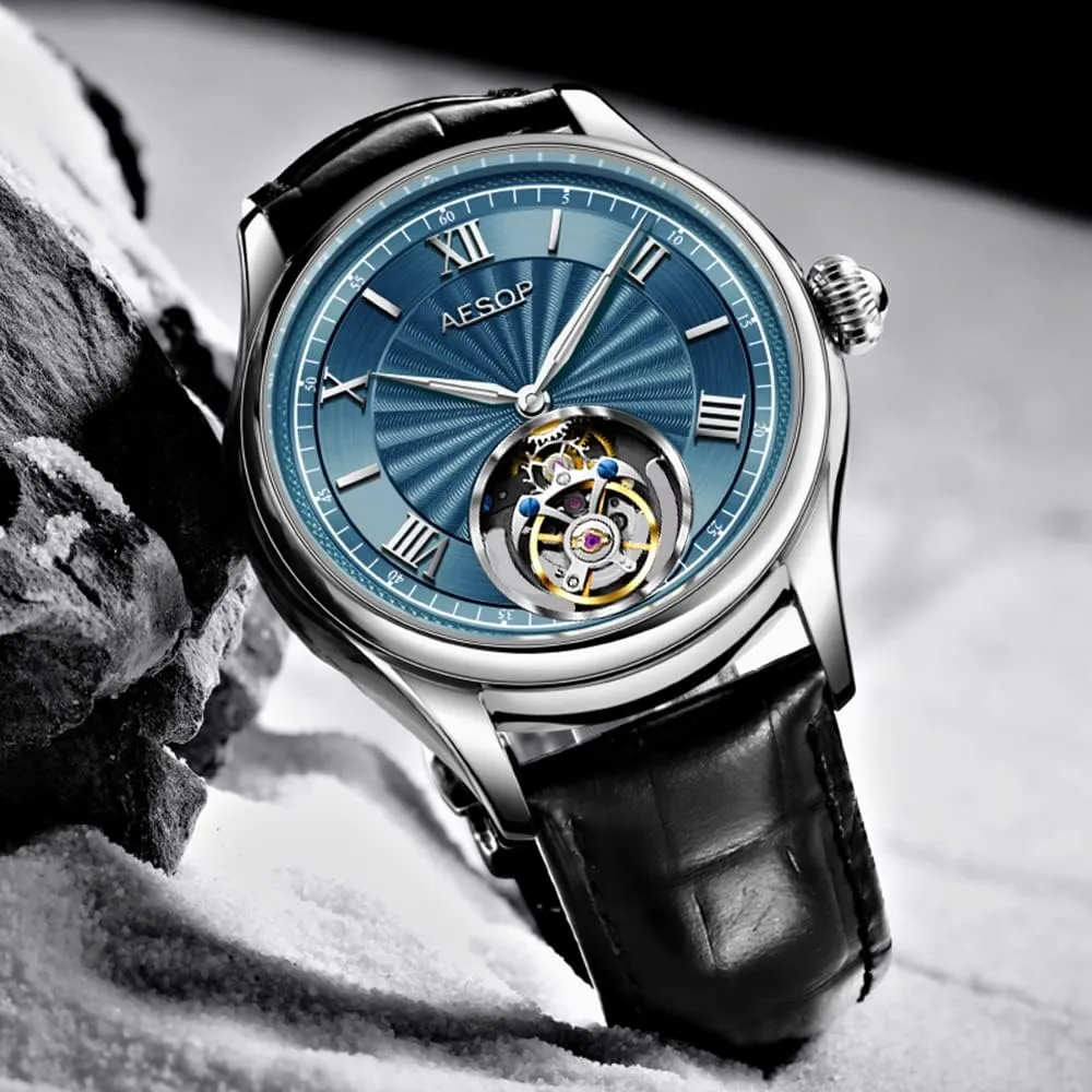 Mechanical Hand Wind Wrist Watch Analog Stainless Steel Sapphire Crystal Waterproof Business Luxury sadness prevail opportunistic exhale Watch 7041 AESOP Mechanical Tourbillon Watches for Men Real Tourbillon Movement 