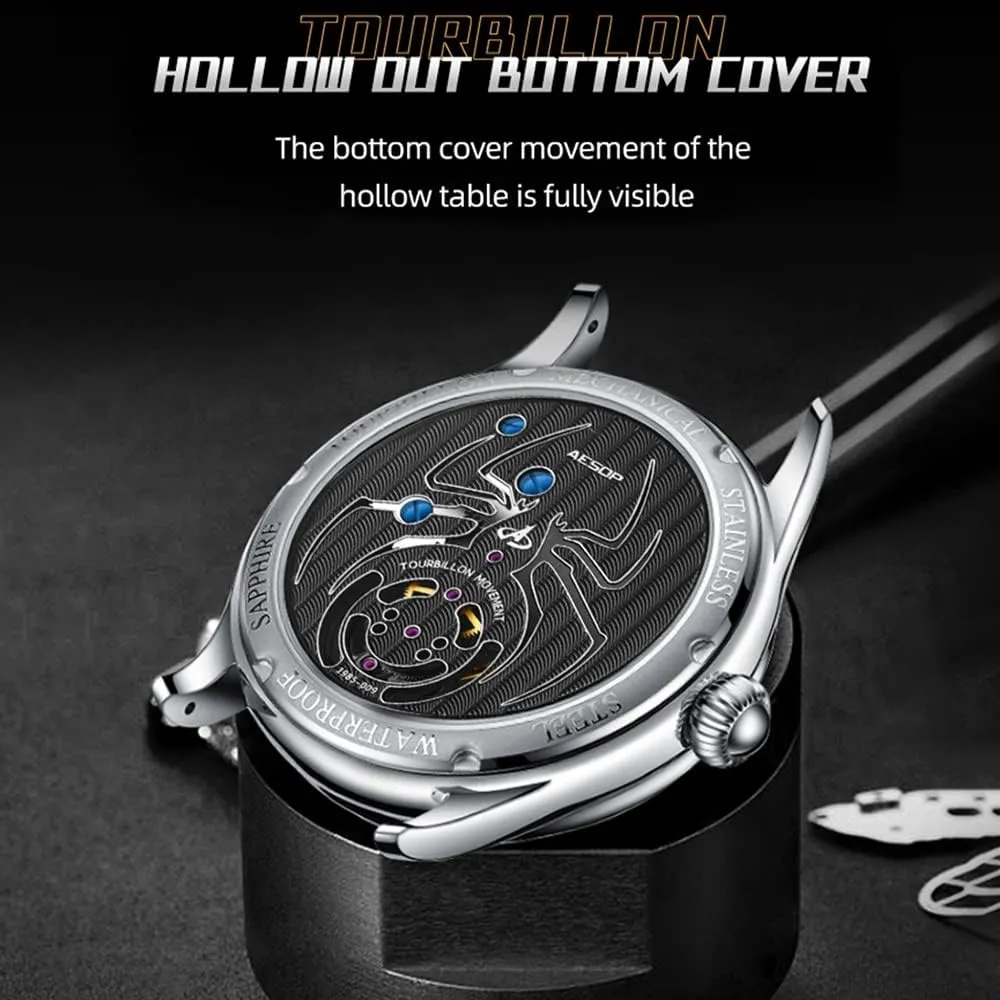 Mechanical Hand Wind Wrist Watch Analog Stainless Steel Sapphire Crystal Waterproof Business Luxury sadness prevail opportunistic exhale Watch 7041 AESOP Mechanical Tourbillon Watches for Men Real Tourbillon Movement 