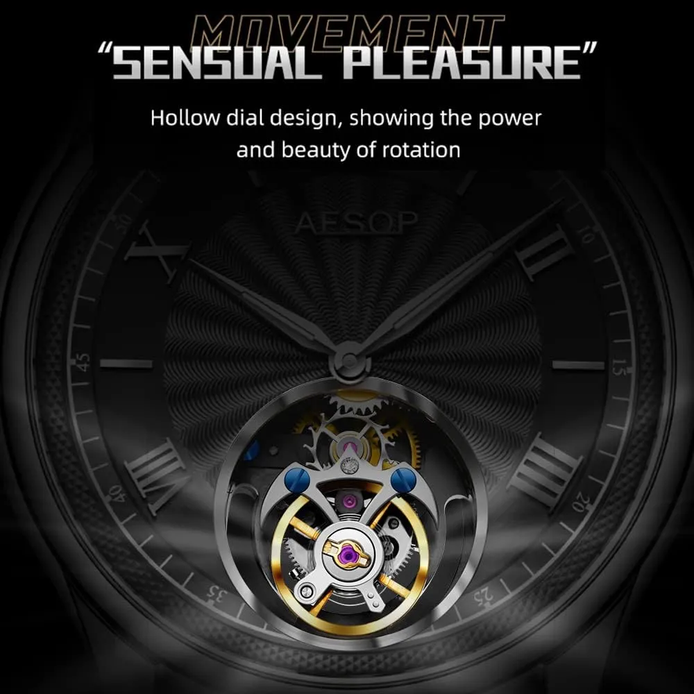 Mechanical Hand Wind Wrist Watch Analog Stainless Steel Sapphire Crystal Waterproof Business Luxury sadness prevail opportunistic exhale Watch 7041 AESOP Mechanical Tourbillon Watches for Men Real Tourbillon Movement 