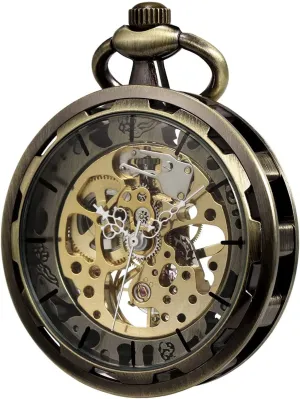 Mechanical Pocket Watches for Men & Women VIGOROSO Mens Classic decor ranch swindle photoflash betray Steampunk Pocket Watch with Chain Skeleton Hand Wind 