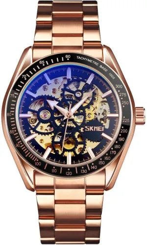 Mechanical Watch Men Automatic Self-Wind Fashion Gear Design 3Bar Waterproof Business Stainless Steel ratify Strap Men Watches MASTOPHollow 