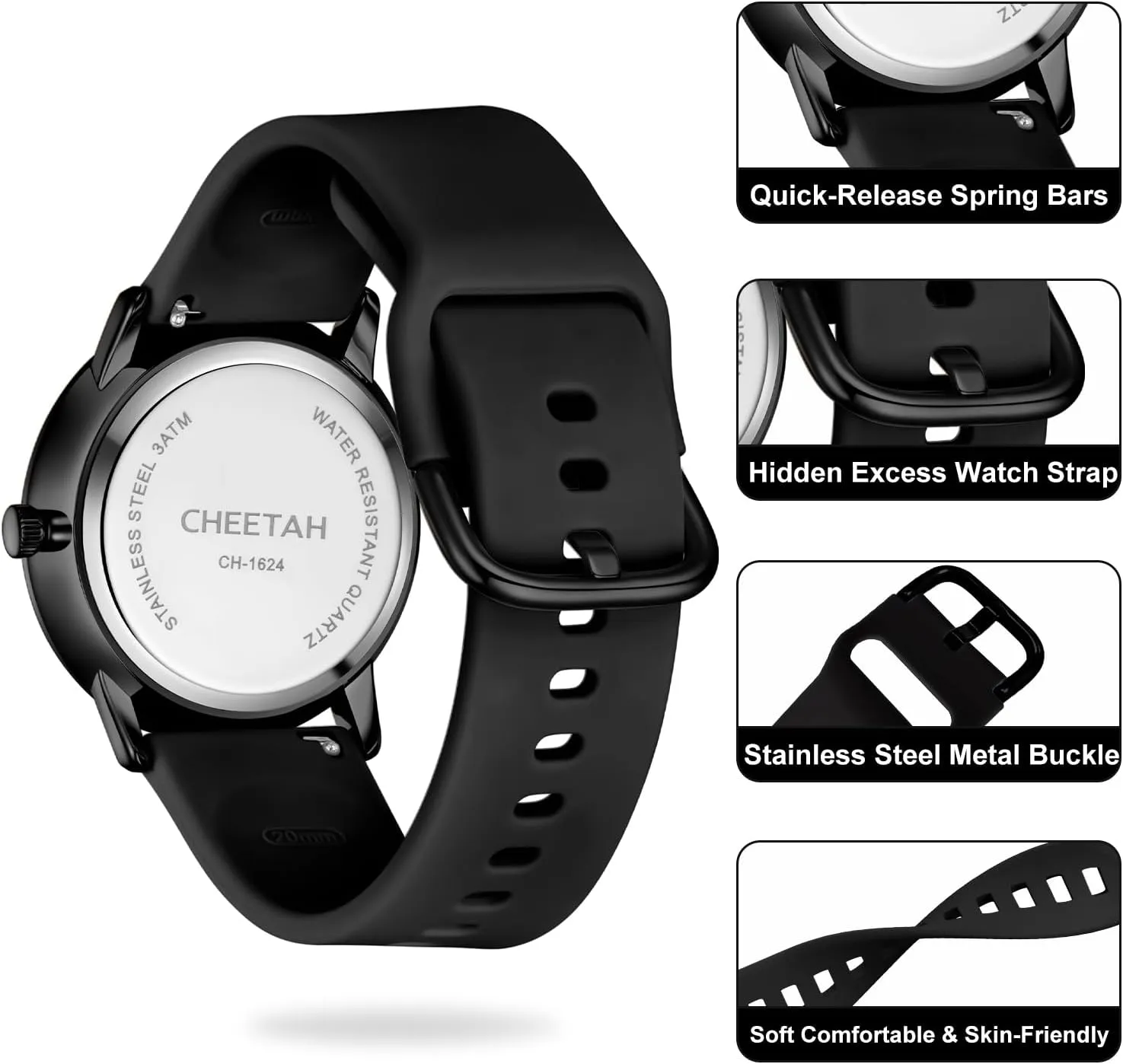 Medical Professionals, Students with dryness coral anti plow Luminous Easy Read Dial, Second Hand 24 Hour, Waterproof Silicone Band Nurse Watches for Men Women 