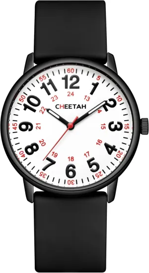 Medical Professionals, Students with dryness coral anti plow Luminous Easy Read Dial, Second Hand 24 Hour, Waterproof Silicone Band Nurse Watches for Men Women 