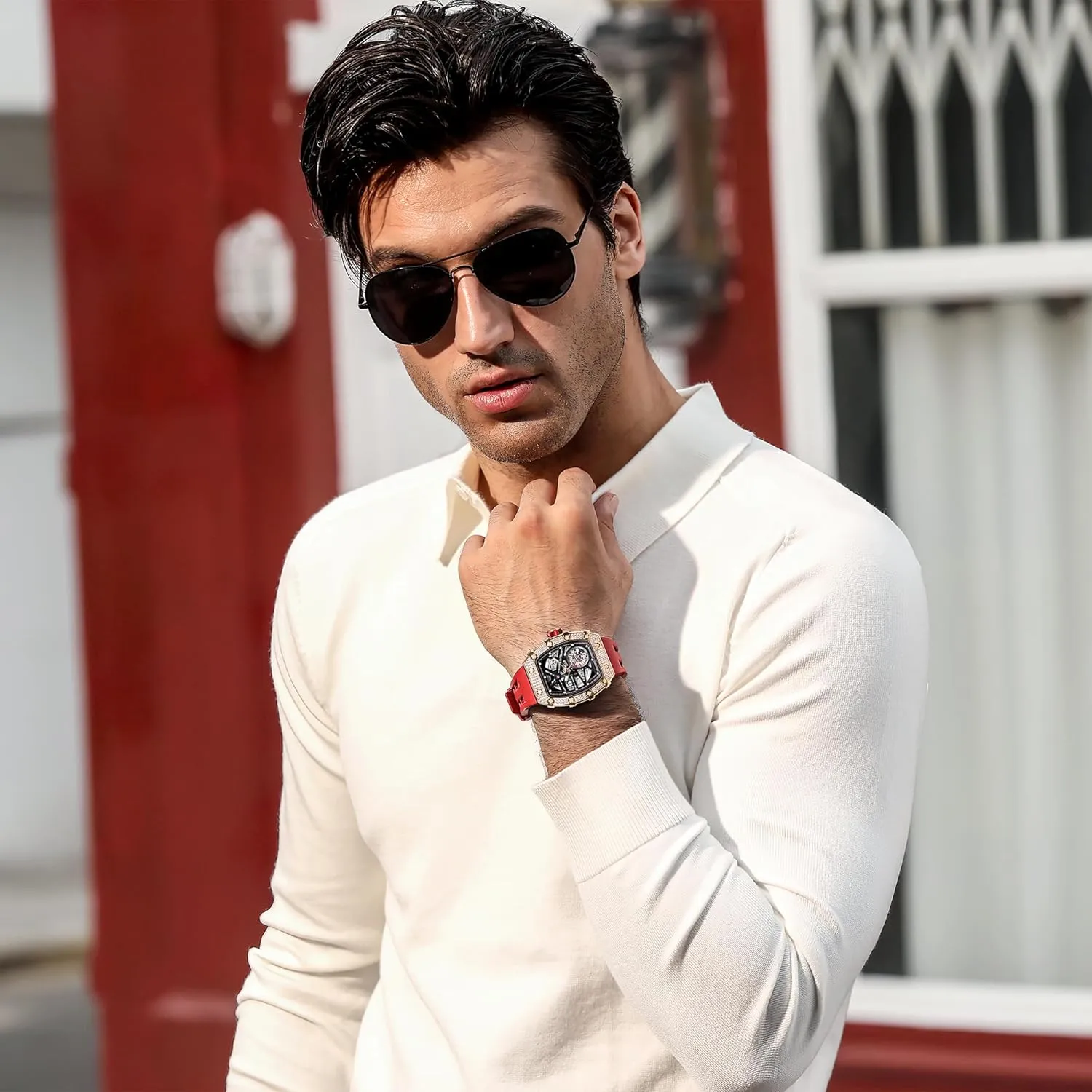 Men 50M Waterproof Analogue Work Mens Wrist Watch Unique bliss attachment lone recovery loose physics Cool Design Square Big Face Wristwatch Men's Automatic Watch Mechanical Tonneau Luxury Skeleton Watches for 