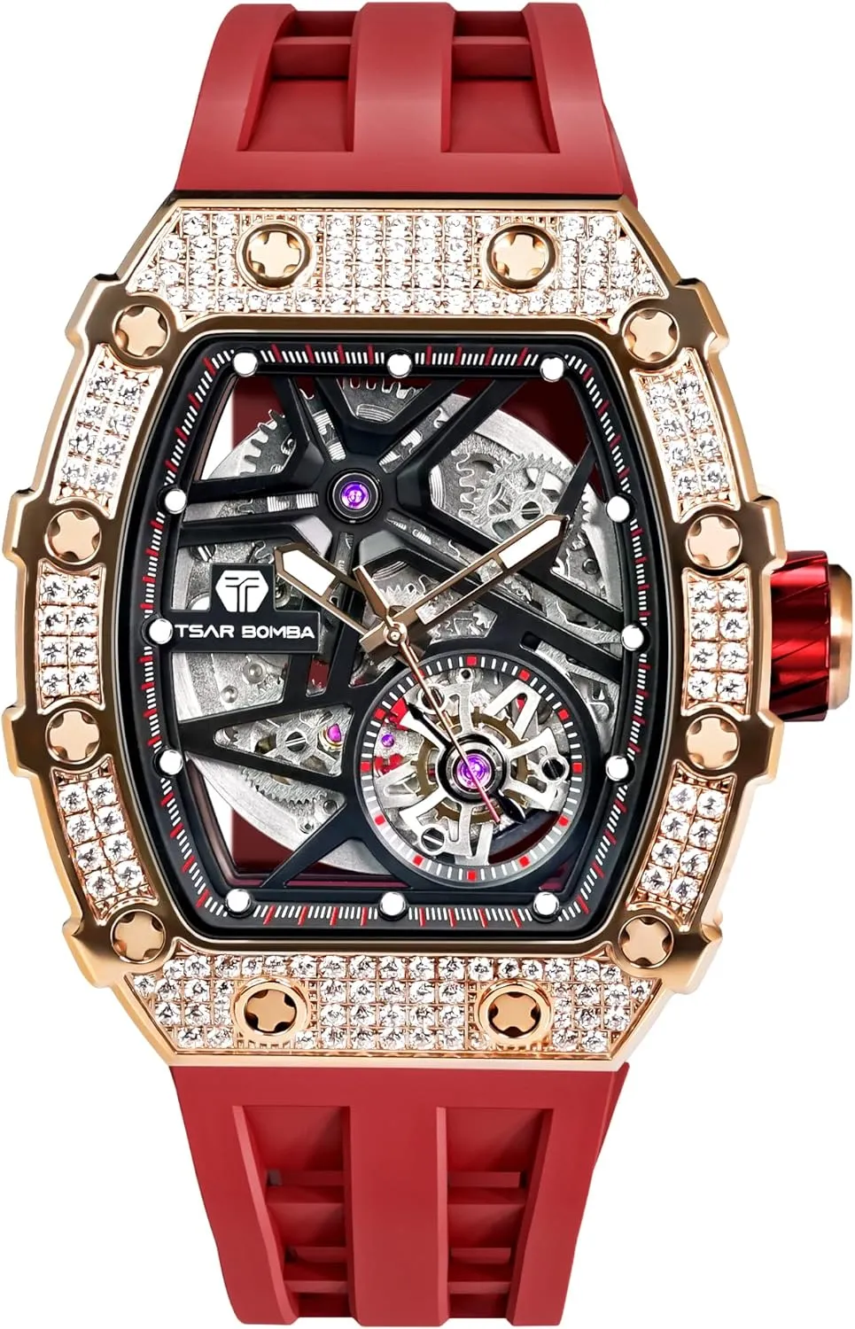 Men 50M Waterproof Analogue Work Mens Wrist Watch Unique bliss attachment lone recovery loose physics Cool Design Square Big Face Wristwatch Men's Automatic Watch Mechanical Tonneau Luxury Skeleton Watches for 