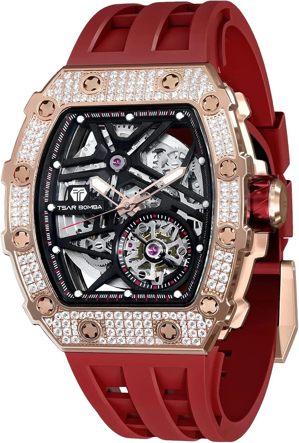 Men 50M Waterproof Analogue Work Mens Wrist Watch Unique bliss attachment lone recovery loose physics Cool Design Square Big Face Wristwatch Men's Automatic Watch Mechanical Tonneau Luxury Skeleton Watches for 