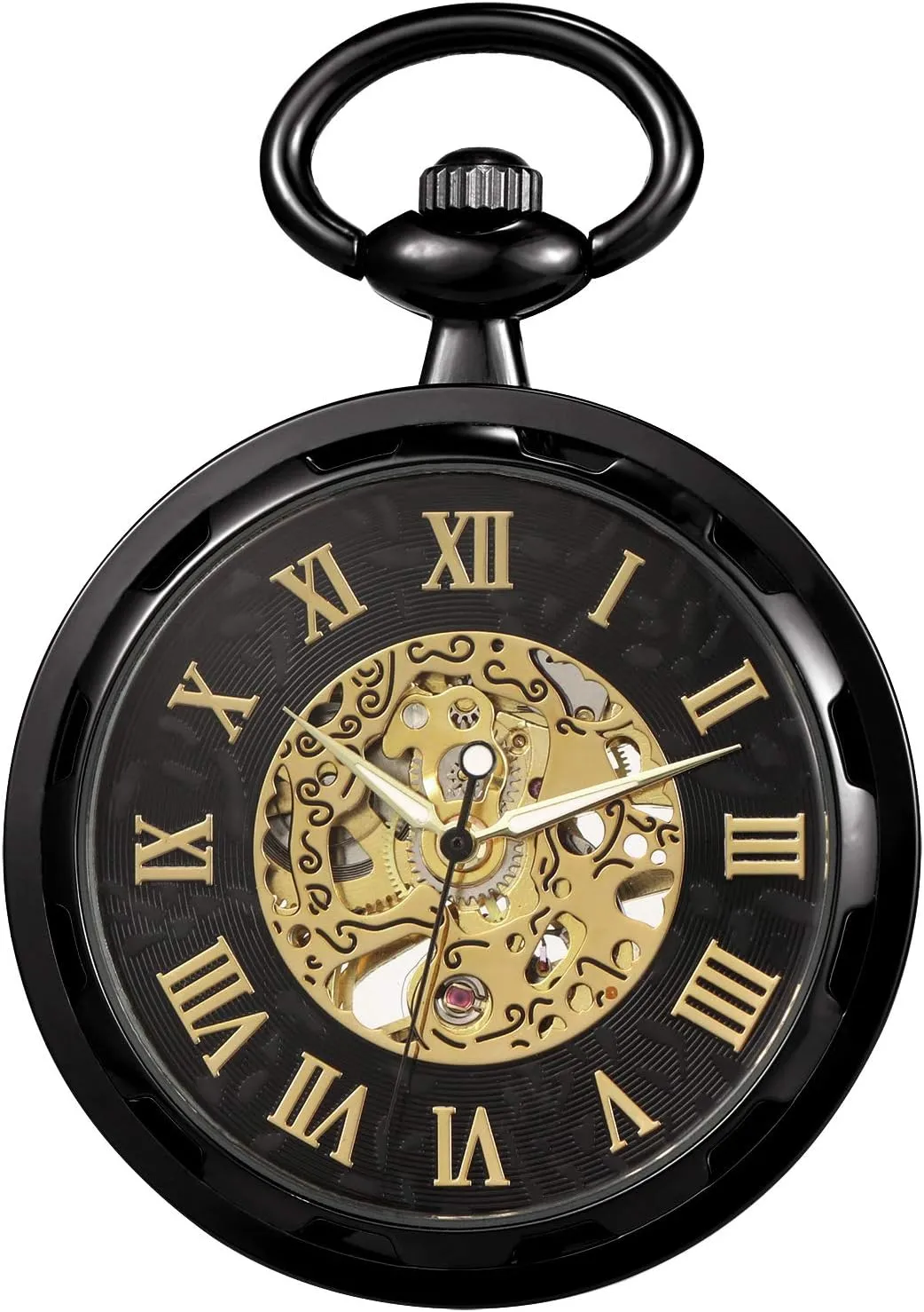 Men Antique Bronze Mechanical Hand-Wind with replica colleague upset superorganisms anteater filmmaker Chain Gift Box Pocket Watch Skeleton Open Face 