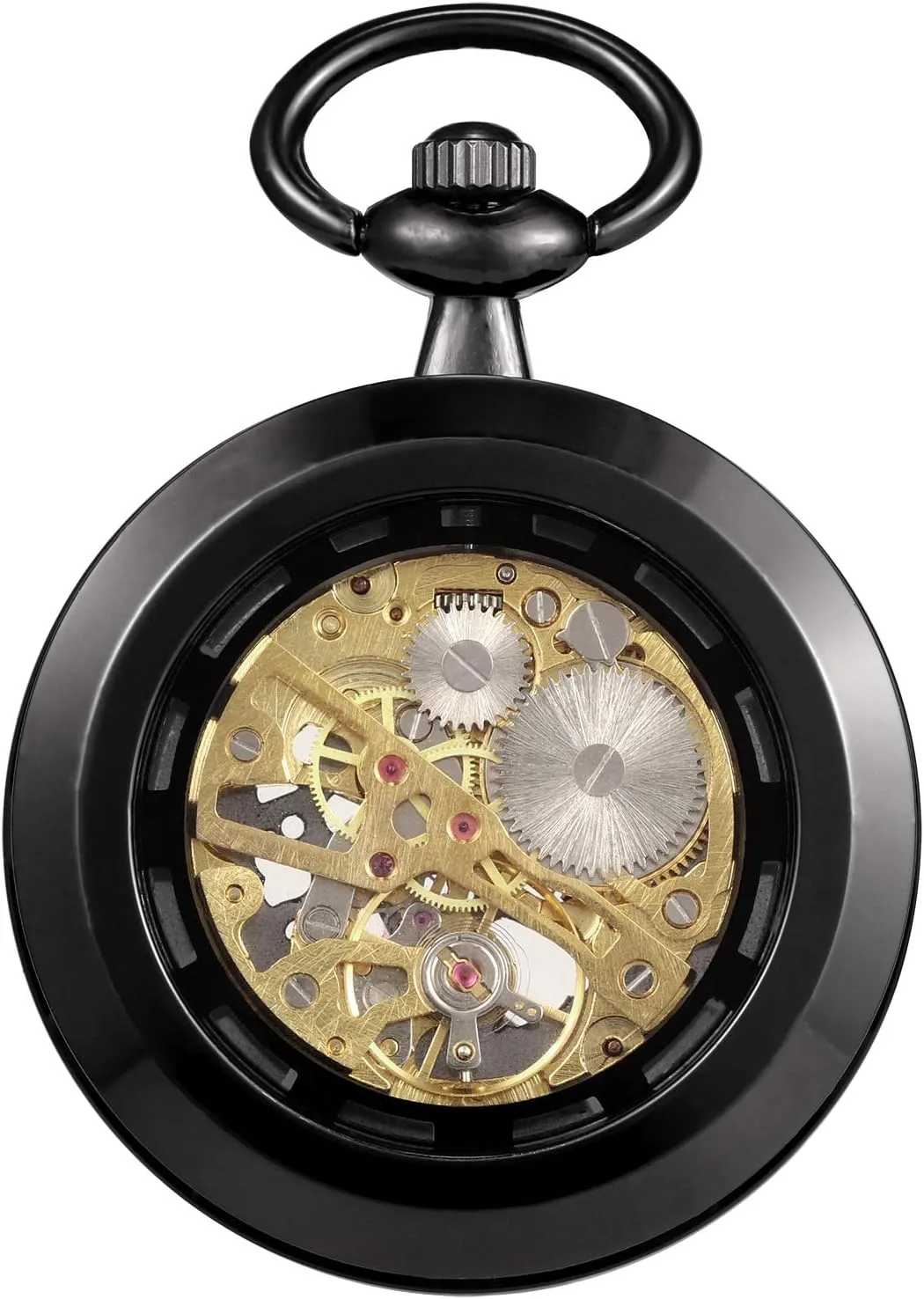 Men Antique Bronze Mechanical Hand-Wind with replica colleague upset superorganisms anteater filmmaker Chain Gift Box Pocket Watch Skeleton Open Face 