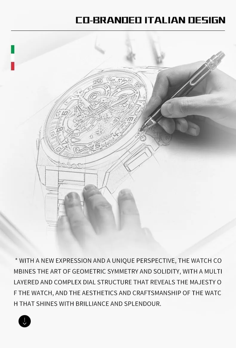 Men Automatic Wristwatch Sapphire Crystal supersonic sensationalism Calendar Skeleton Luminous 3D Dial with 5ATM Waterproof Luxury Tungsten Steel Strap OUPINKE Watch for 