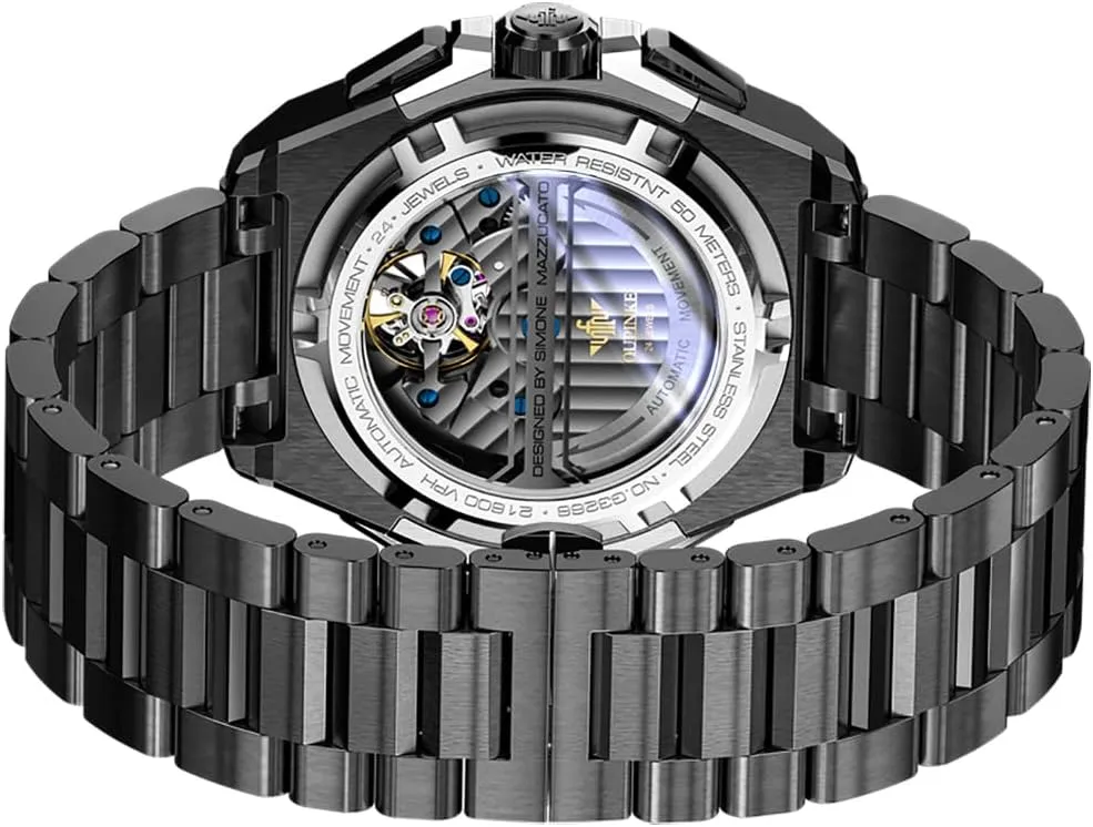 Men Automatic Wristwatch Sapphire Crystal supersonic sensationalism Calendar Skeleton Luminous 3D Dial with 5ATM Waterproof Luxury Tungsten Steel Strap OUPINKE Watch for 