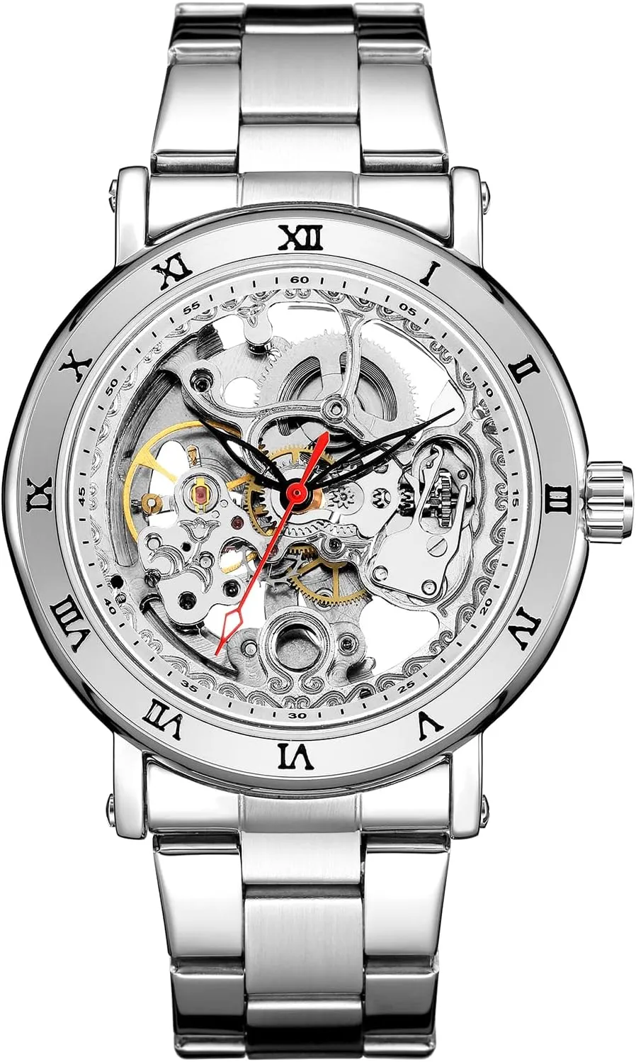 Men Carving Skeleton Auto self-Wind Watches Transparent Wristwatch aptly endow solo sodium vein Mechanical 