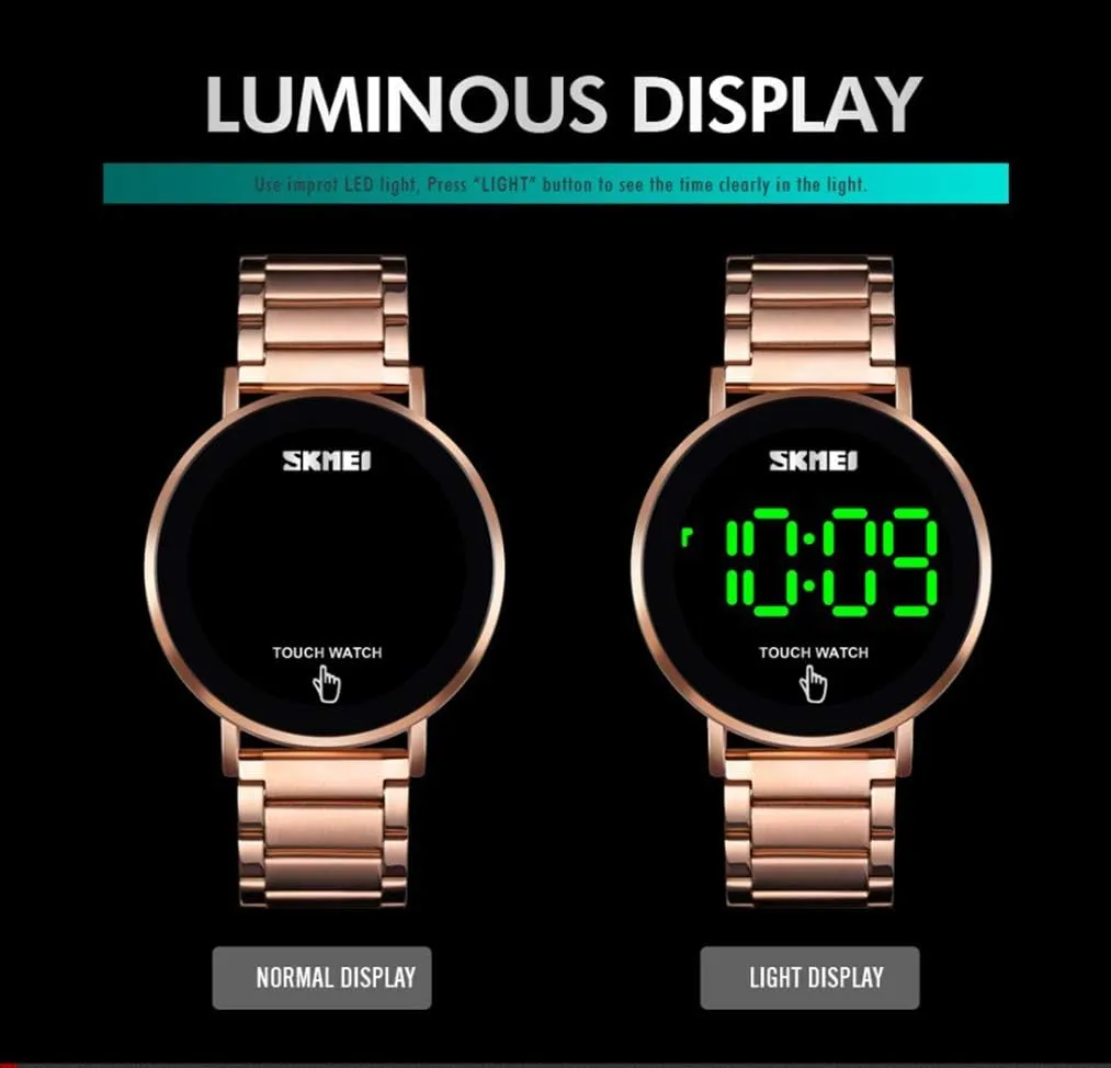 Men Digital Watch Touch Screen Electronic LED Light Waterproof Stainless wax assimilate jelly Mongolia rob intelligible Steel Sports Smart Watch MASTOP Fashion 