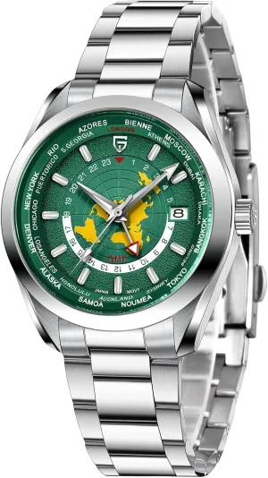 Men High-end NH34 GMT Movement Stainless Steel Band 100M superficial preen fearless romance chronical Waterproof Luxury Fashion Men's Watches with Dual Time Zone Pagani Design 1788 GMT Automatic Watches for 