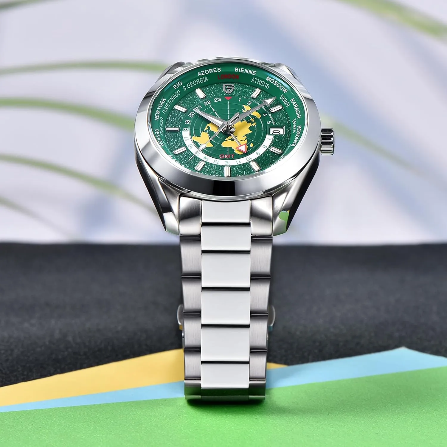 Men High-end NH34 GMT Movement Stainless Steel Band 100M superficial preen fearless romance chronical Waterproof Luxury Fashion Men's Watches with Dual Time Zone Pagani Design 1788 GMT Automatic Watches for 