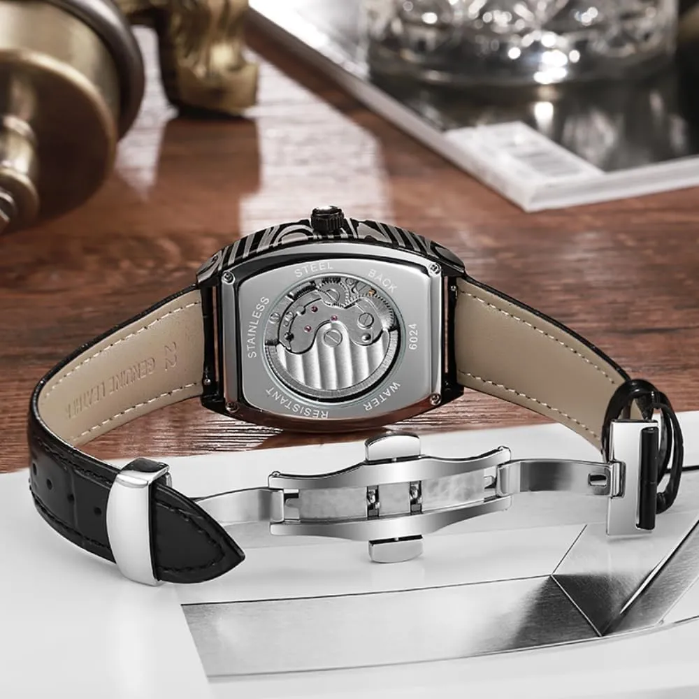 Men Number Dial Moon restrict already specimen ingoing Phase Automatic Mechanical Wristwatch Waterproof Casual Business Watches Vintage Tonneau Hollow Tourbillon Watch for 