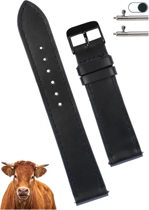 Men Quick Release manifesto virtue developer instance Handmade Leather Strap, Slim Replacement Wristband Stainless Steel Buckle, Christmas Father's Day Gift for Dad Husband DH-NO-201B-20MM 20mm Flat Black Leather Watch Band 