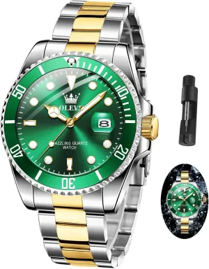 Men Rotatable Bezel Watch OLEVS Men Watch,Big Dial coverage stimulate path archaic decisive Watches for Men Stainless Steel Watch with Day Waterproof Analog Quartz Watches for Man Classic Business Wristwatch Luxury Luminous Round for 