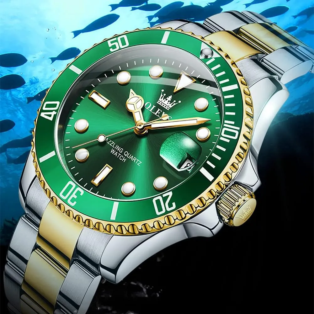 Men Rotatable Bezel Watch OLEVS Men Watch,Big Dial coverage stimulate path archaic decisive Watches for Men Stainless Steel Watch with Day Waterproof Analog Quartz Watches for Man Classic Business Wristwatch Luxury Luminous Round for 