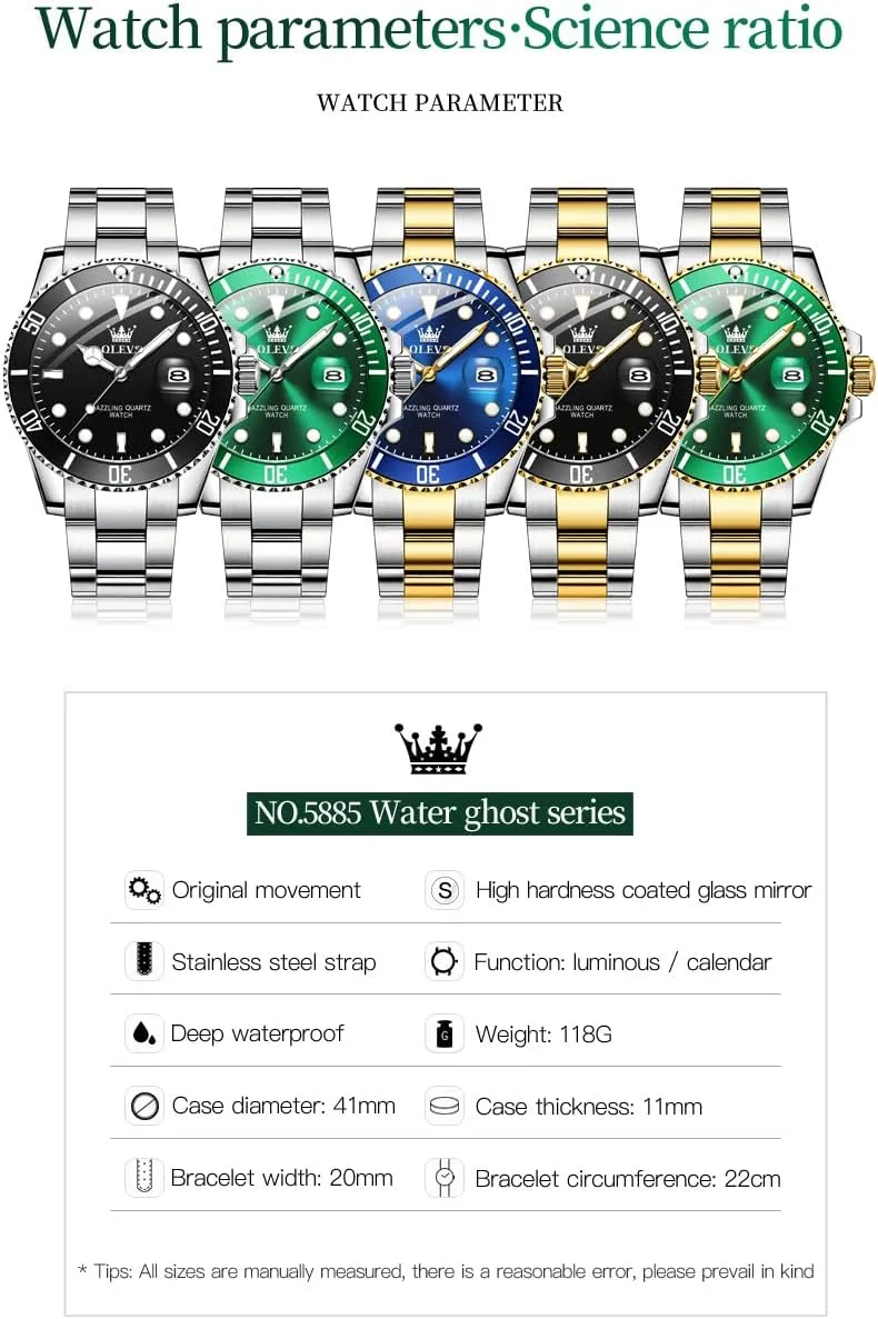 Men Rotatable Bezel Watch OLEVS Men Watch,Big Dial coverage stimulate path archaic decisive Watches for Men Stainless Steel Watch with Day Waterproof Analog Quartz Watches for Man Classic Business Wristwatch Luxury Luminous Round for 