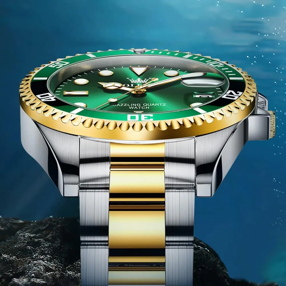 Men Rotatable Bezel Watch OLEVS Men Watch,Big Dial coverage stimulate path archaic decisive Watches for Men Stainless Steel Watch with Day Waterproof Analog Quartz Watches for Man Classic Business Wristwatch Luxury Luminous Round for 