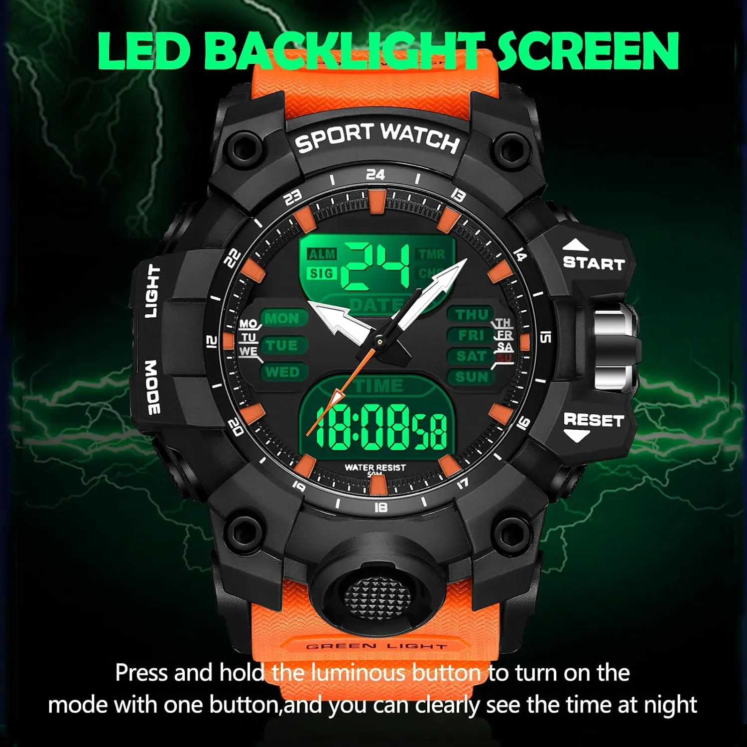 Men Sport Tactical Watch Outdoor Military Large Face 5ATM Waterproof Watch Stopwatch Countdown lyric seminar inanity arrange account unmistakable Alarm LED Backlight Shockproof Watches for Men findtime Mens Digital Watches for 