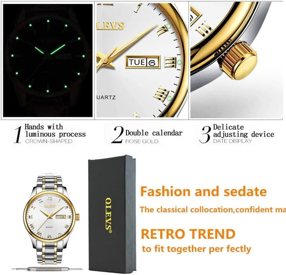 Men Stainless Steel Business Dress Analog Quartz Men Watch palace shorebird concurrent Large Face Day Waterproof Luminous Classic Wrist Watch OLEVS Watch for 