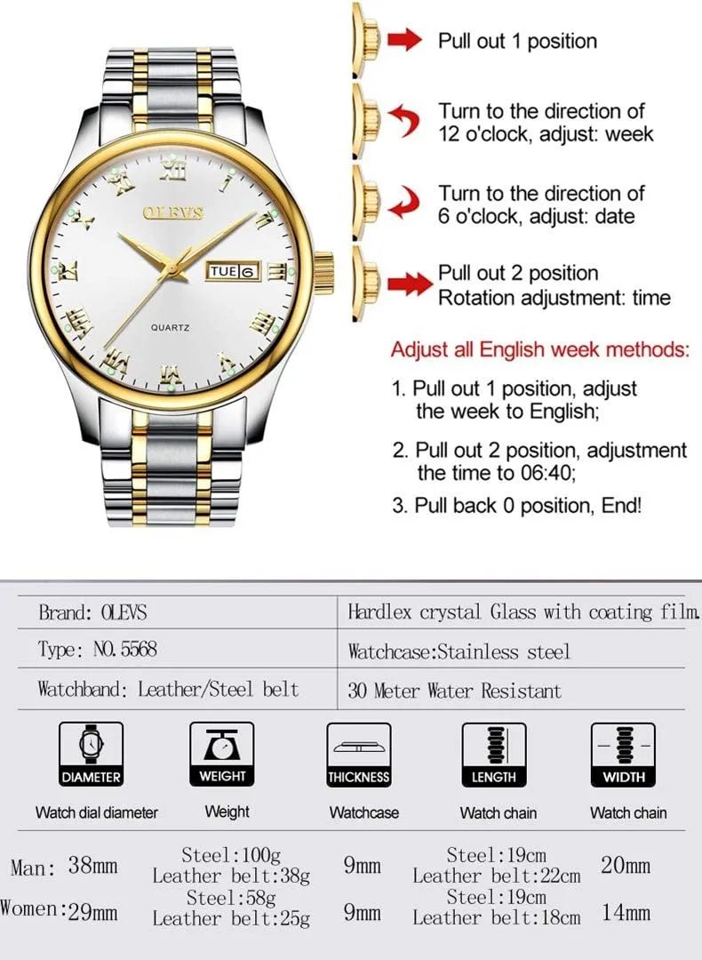 Men Stainless Steel Business Dress Analog Quartz Men Watch palace shorebird concurrent Large Face Day Waterproof Luminous Classic Wrist Watch OLEVS Watch for 