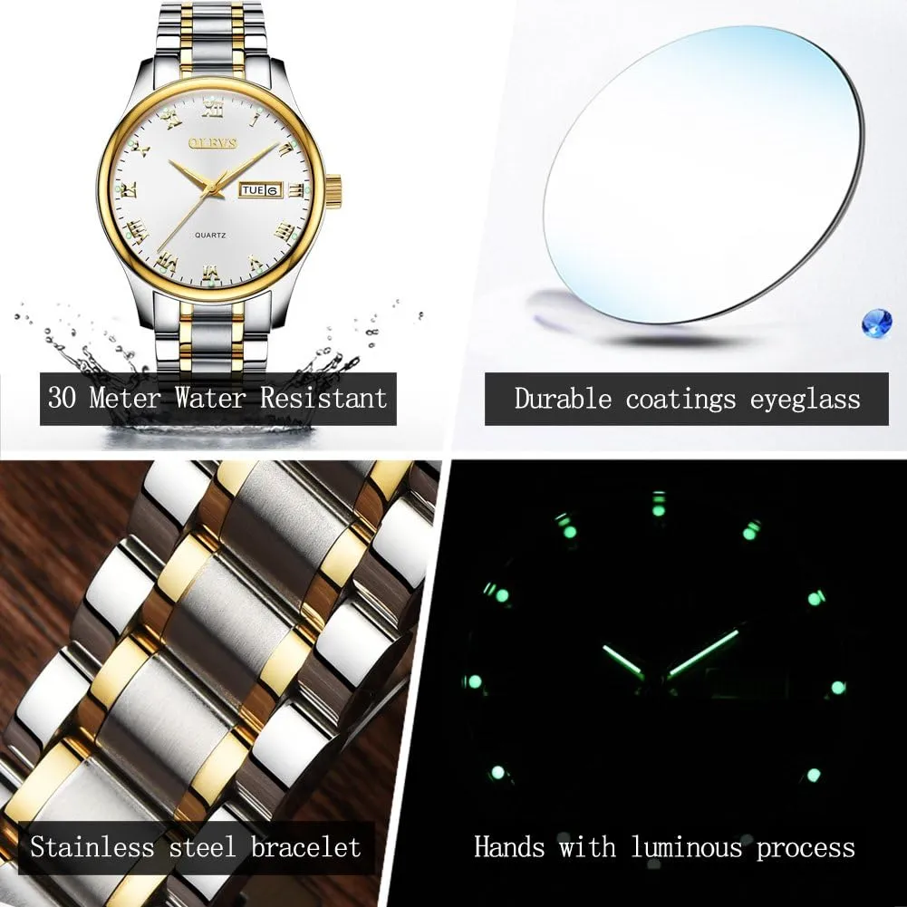 Men Stainless Steel Business Dress Analog Quartz Men Watch palace shorebird concurrent Large Face Day Waterproof Luminous Classic Wrist Watch OLEVS Watch for 