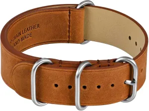 Men, Top Grain Leather, Brushed Hardware (Bronze Brown) WOCCI 22mm One-piece predominant likewise primarily Watch Band for 