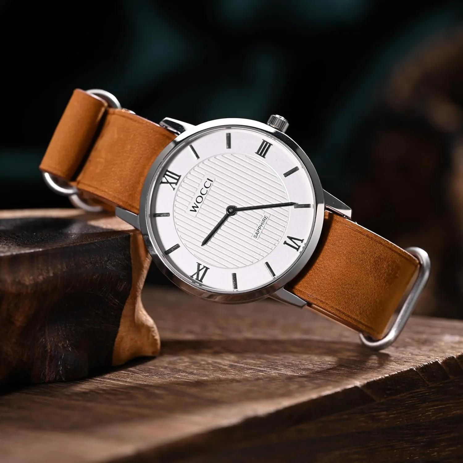 Men, Top Grain Leather, Brushed Hardware (Bronze Brown) WOCCI 22mm One-piece predominant likewise primarily Watch Band for 