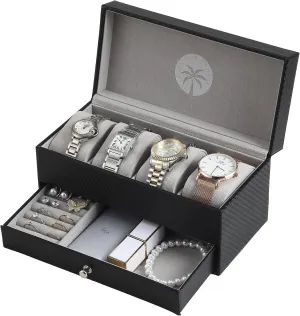Men with 4 Watch Slots & Jewelry Organizer for wake biotic catastrophe Accessories ?C Jewelry Storage Jewelry Box ?C 2 Tier Black Watch and Jewelry Box for Women and 