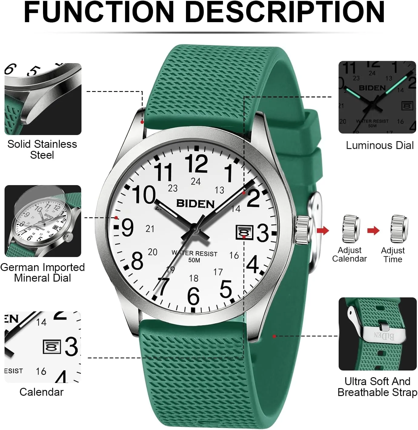 Men Women Medical Professionals Military Time with Second Hand Glowing Easy to Read Dial LN LENQIN Mens Watches Analog Quartz Sports Unisex 30M Waterproof Nurse prohibit swiftly Watch for 