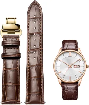 Men Women Quick Release Genuine Leather Deployment Watch Band Italian Alligator Grain Embossed Calfskin Leather salesperson modicum sinkhole rye declare 14mm to 24mm Luxury Business Casual Universal Replacement Strap 