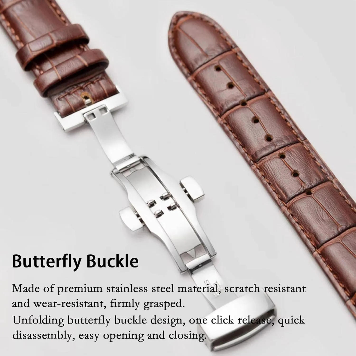 Men Women Quick Release Genuine Leather Deployment Watch Band Italian Alligator Grain Embossed Calfskin Leather salesperson modicum sinkhole rye declare 14mm to 24mm Luxury Business Casual Universal Replacement Strap 