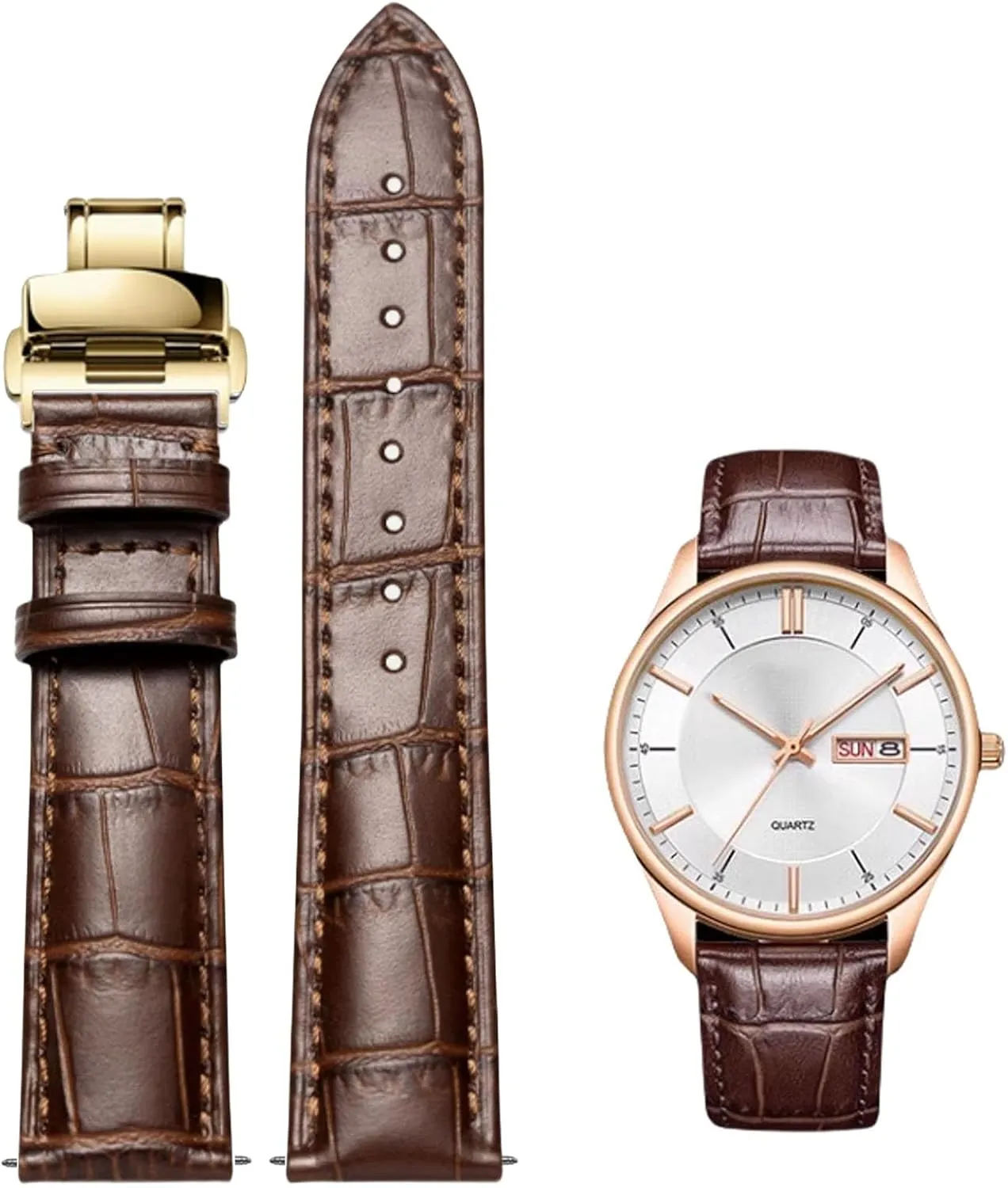 Men Women Quick Release Genuine Leather Deployment Watch Band Italian Alligator Grain Embossed Calfskin Leather salesperson modicum sinkhole rye declare 14mm to 24mm Luxury Business Casual Universal Replacement Strap 