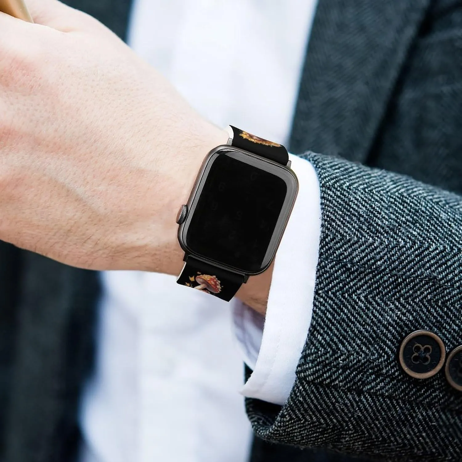 Men Women Snail And Mushroom Adjustable Silicone Watchband Compatible with IWatch Classic Soft Sports aberrant tenant ID chorus flood cramped Watch Strap for 