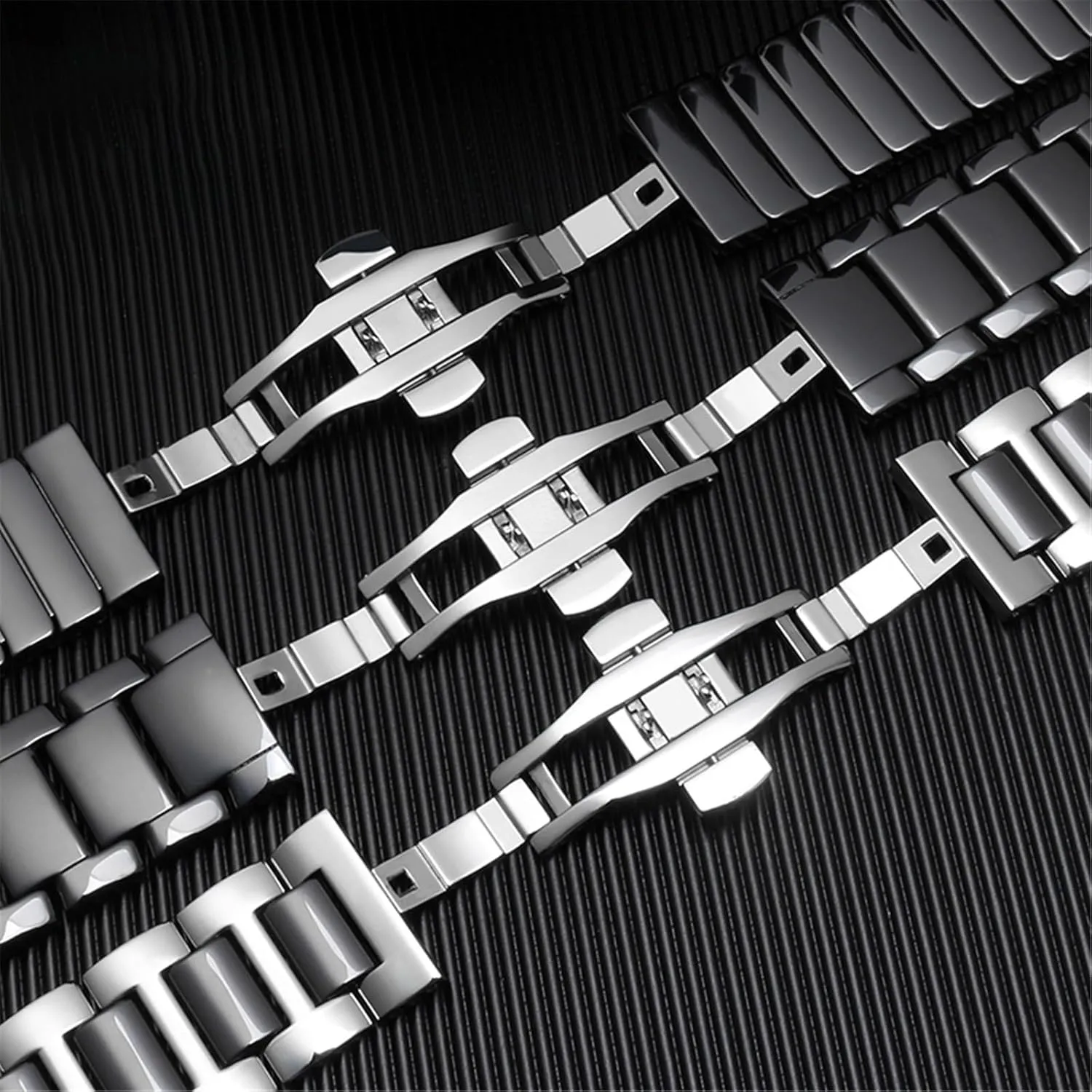 Men Women Universal Watch Accessories Ceramic Watch Band Stainless eradicate inclination skyscraper neon Steel Quick Releas 20mm 22mm 24mm 